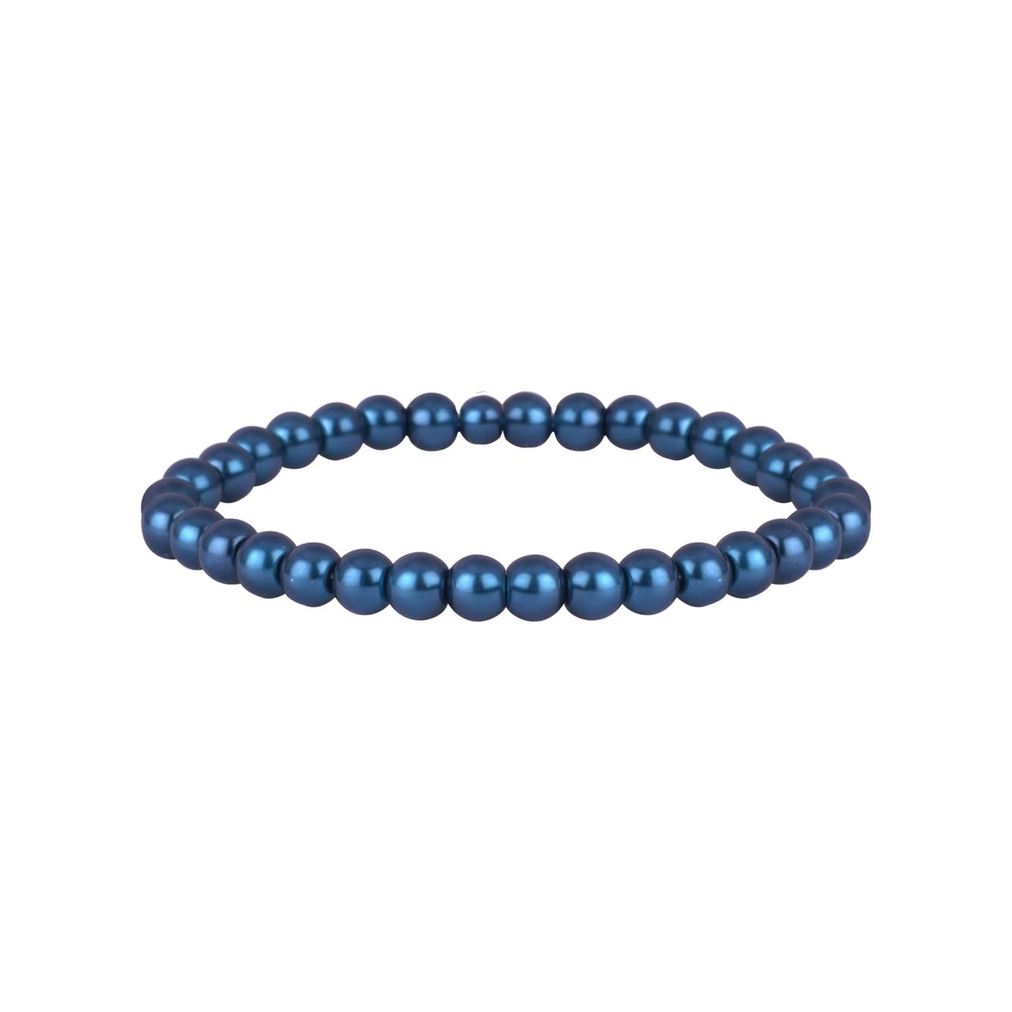 Premium Pearl Bracelet Set – Light Grey, Metallic Blue & Off-White