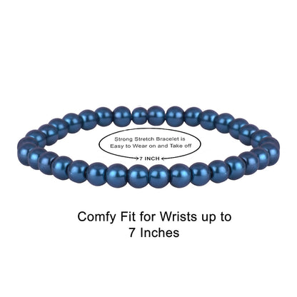 Premium Pearl Bracelet Set – Light Grey, Metallic Blue & Off-White