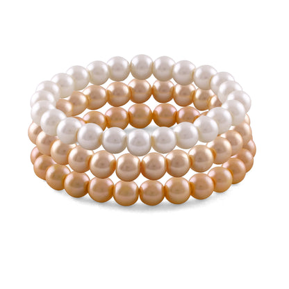 8mm Faux Pearl Stretchable Bracelet Set – 3-Piece Classic Combo