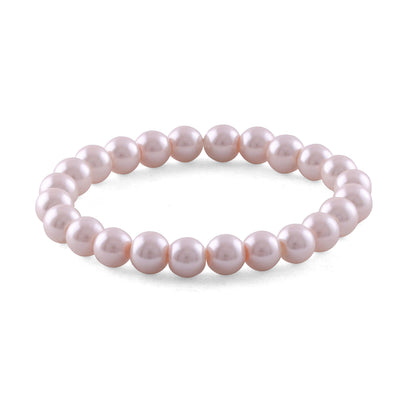 8mm Faux Pearl Stretchable Bracelet Set – 3-Piece Pastel Combo