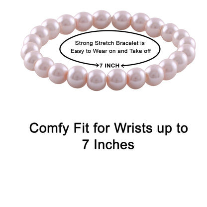 8mm Faux Pearl Stretchable Bracelet Set – 3-Piece Pastel Combo
