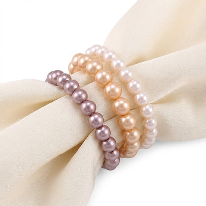 8mm Faux Pearl Stretchable Bracelet Set – 3-Piece Festive Combo