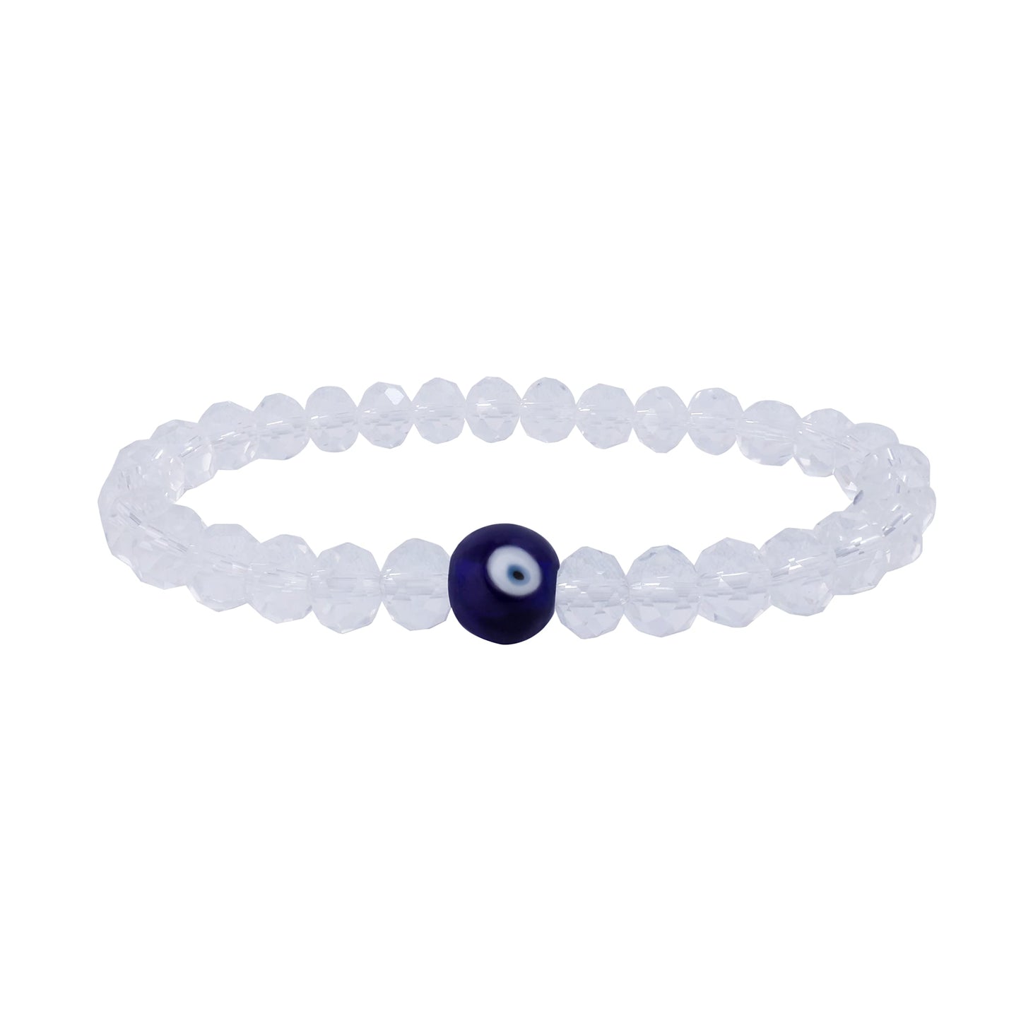 Navy Blue & Crystal Evil Eye Bracelet Set – Agate Stone Combo