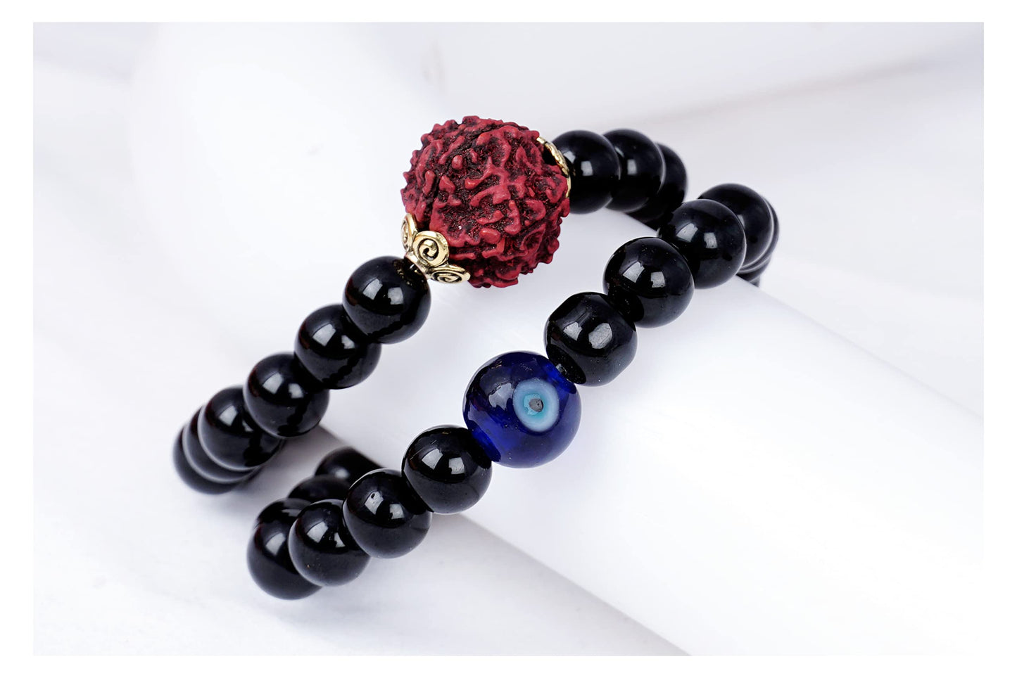Premium Black Onyx Rudraksha Bracelet – Spiritual Protection for Men