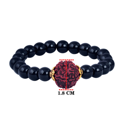 Premium Black Onyx Rudraksha Bracelet – Spiritual Protection for Men