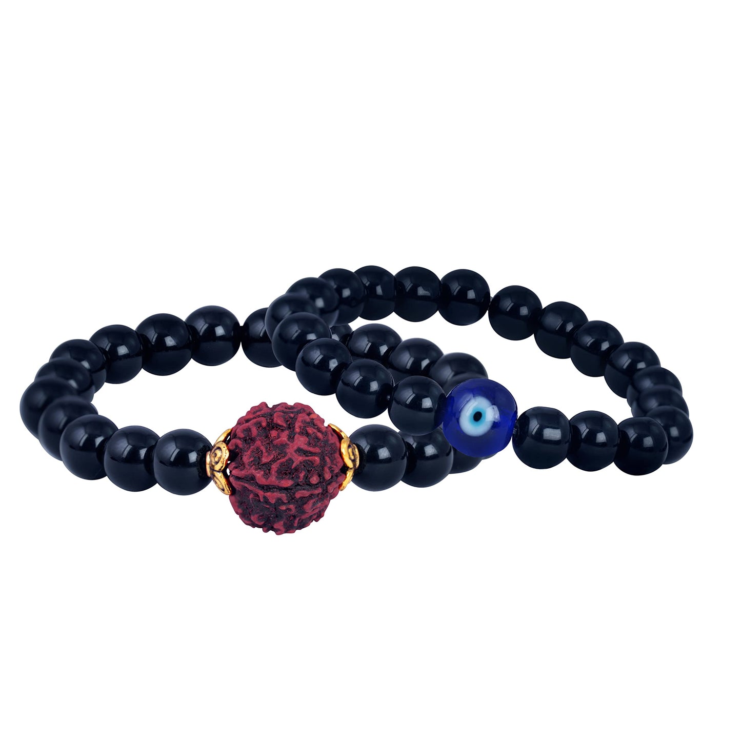 Premium Black Onyx Rudraksha Bracelet – Spiritual Protection for Men