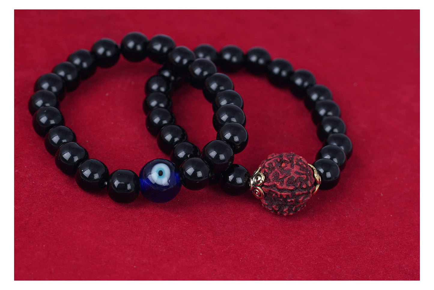Premium Black Onyx Rudraksha Bracelet – Spiritual Protection for Men
