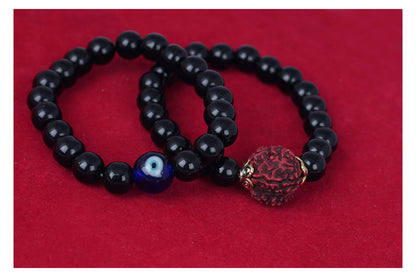 Premium Black Onyx Rudraksha Bracelet – Spiritual Protection for Men