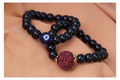 Premium Black Onyx Rudraksha Bracelet – Spiritual Protection for Men