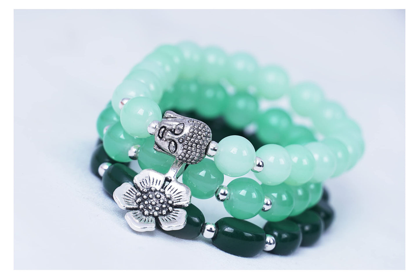 Green Onyx & Buddha Charm Bracelet – Reiki Healing Natural Stone