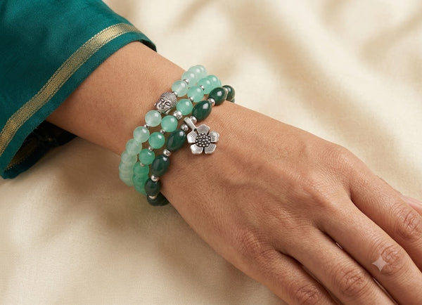 Green Onyx & Buddha Charm Bracelet – Reiki Healing Natural Stone