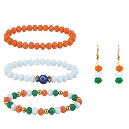 Tricolour Evil Eye Bracelet & Earring Set – Independence Day Special