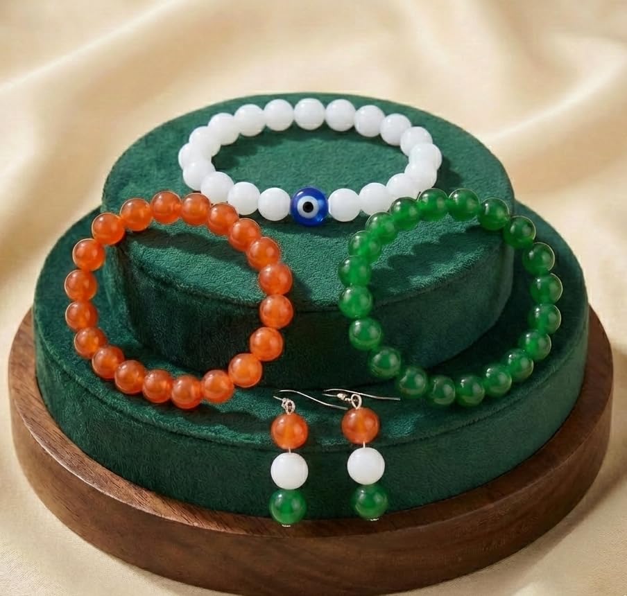 Tricolour 3-Piece Bracelet & Earring Set – Independence Day Special
