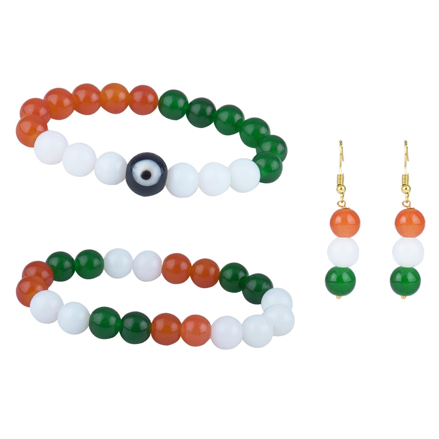 Tricolour Stretchable Bracelet & Earring Set – Independence Day Combo