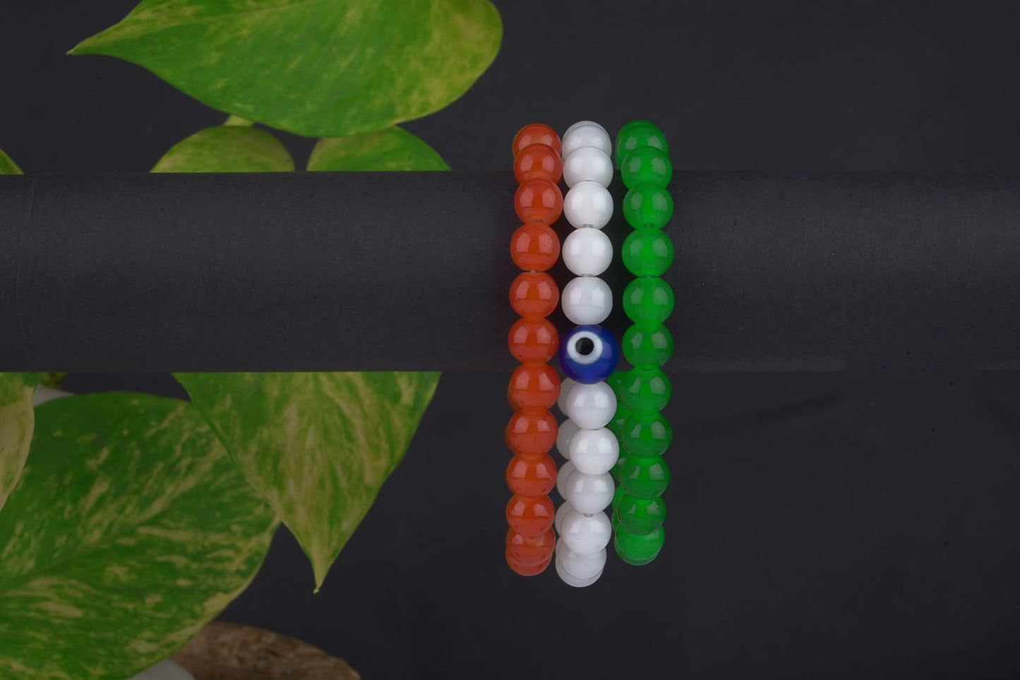 Tricolour Evil Eye Bracelet & Earring Set – Independence Day Combo