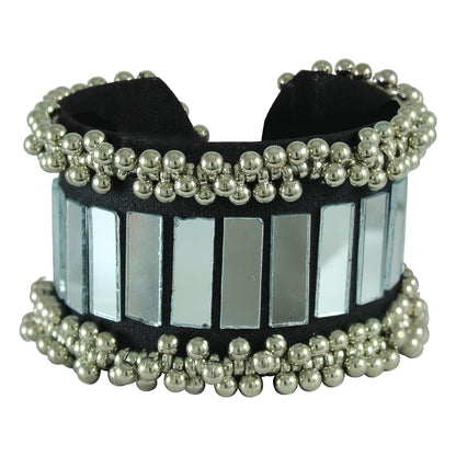 Navratri Mirror Work Bracelet & Oxidized Maang Tika Festive Combo