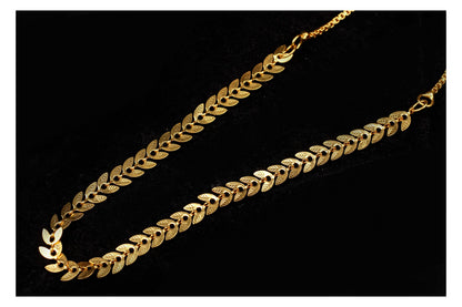 Premium Gold-Plated Leaf Motif Chain – Everyday Elegant Jewelry