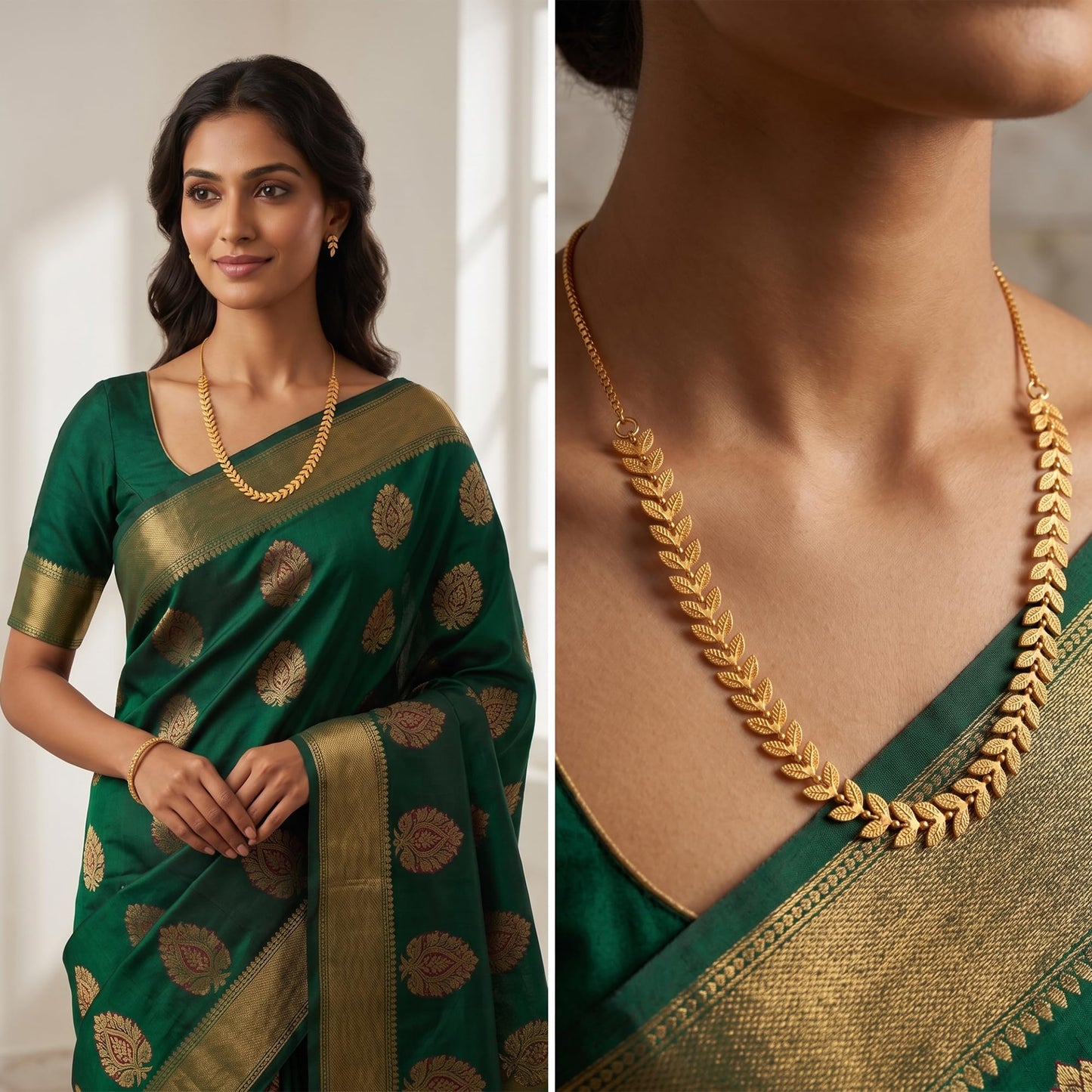 Premium Gold-Plated Leaf Motif Chain – Everyday Elegant Jewelry