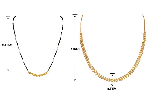 One Gram Gold Plated Leaf Design Chain & Fancy Mangalsutra Combo