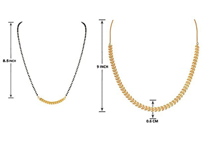 One Gram Gold Plated Leaf Design Chain & Fancy Mangalsutra Combo