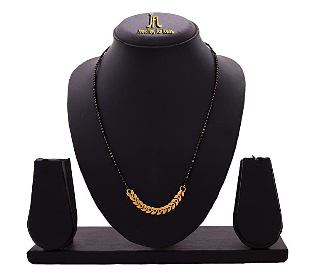 One Gram Gold Plated Leaf Design Chain & Fancy Mangalsutra Combo