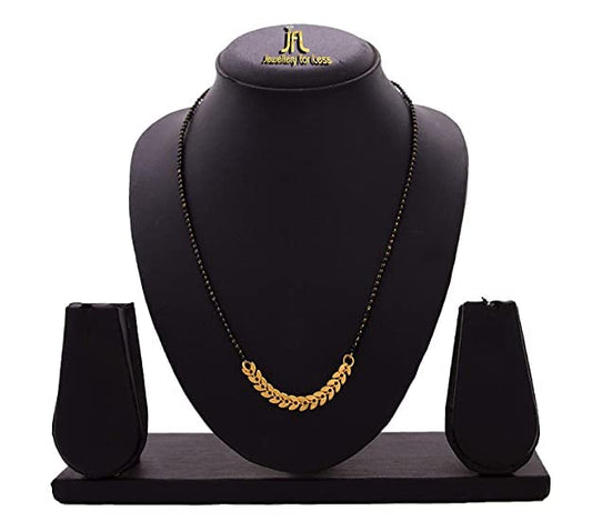 One Gram Gold Plated Leaf Design Chain & Fancy Mangalsutra Combo