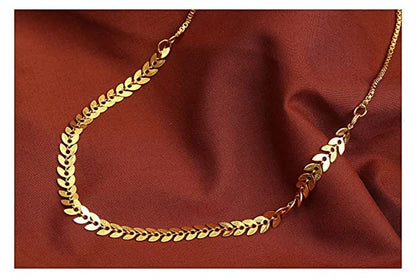 One Gram Gold Plated Leaf Design Chain & Fancy Mangalsutra Combo