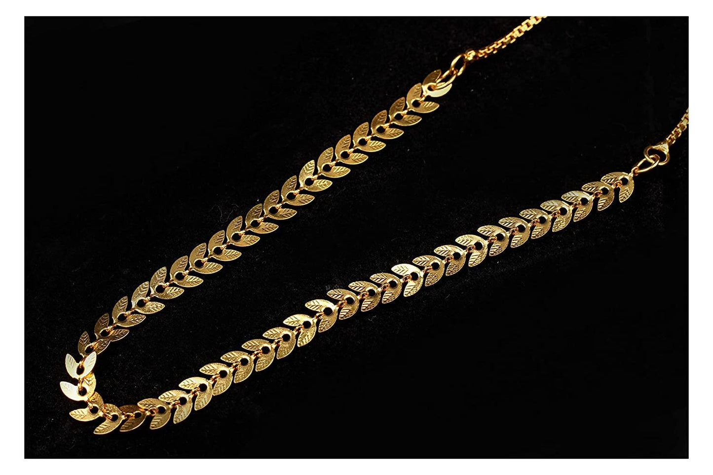 One Gram Gold Plated Leaf Design Chain & Fancy Mangalsutra Combo