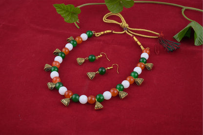 Tri Color Necklace Set With Bracelet Handmade For Independence Day/Republic Day .