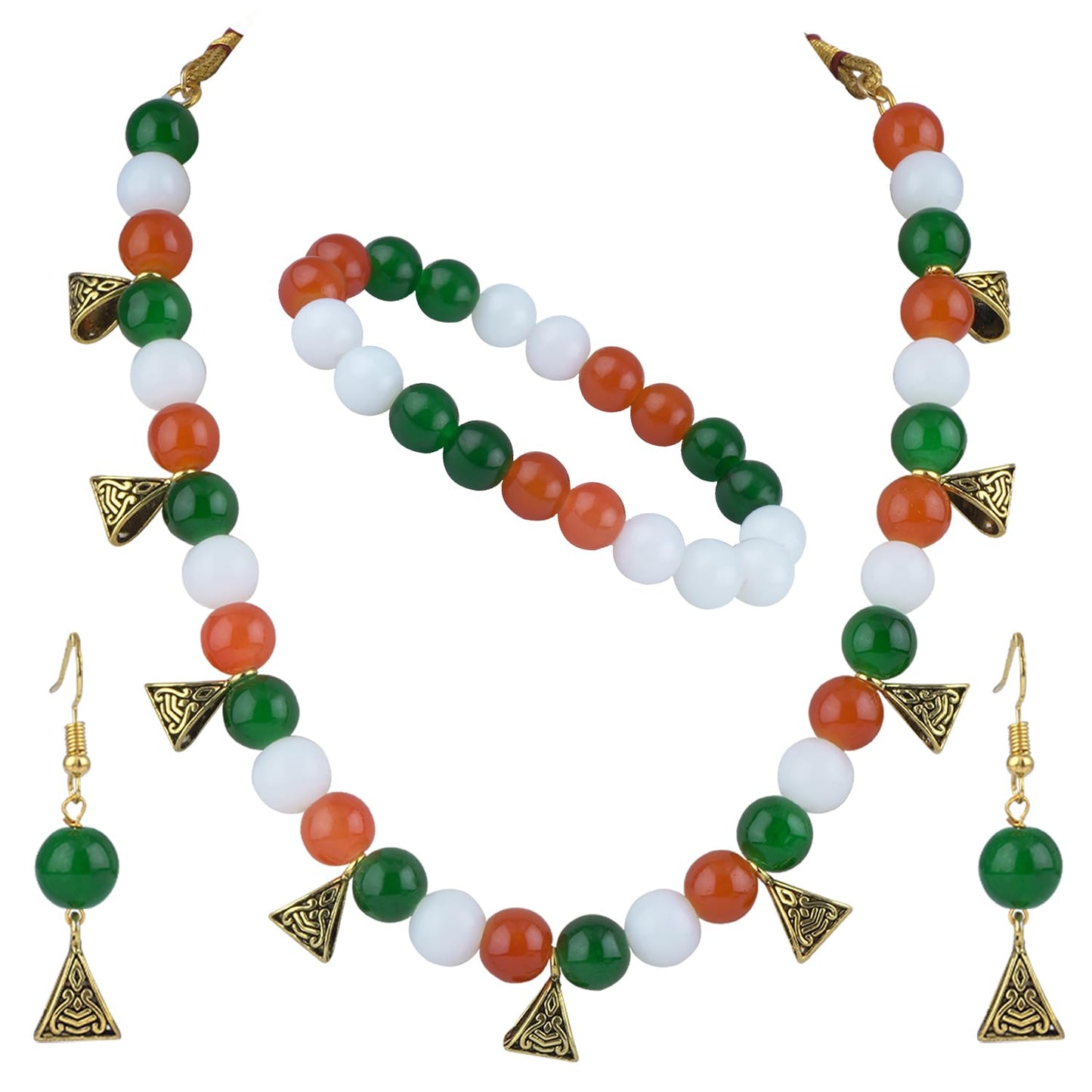 Tri Color Necklace Set With Bracelet Handmade For Independence Day/Republic Day .