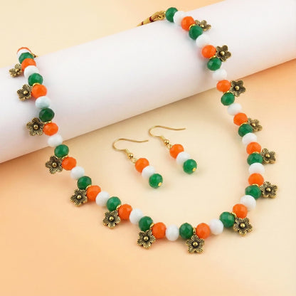 Forless Tri Color Necklace Set Bracelet Handmade For Independence Day/Republic Day