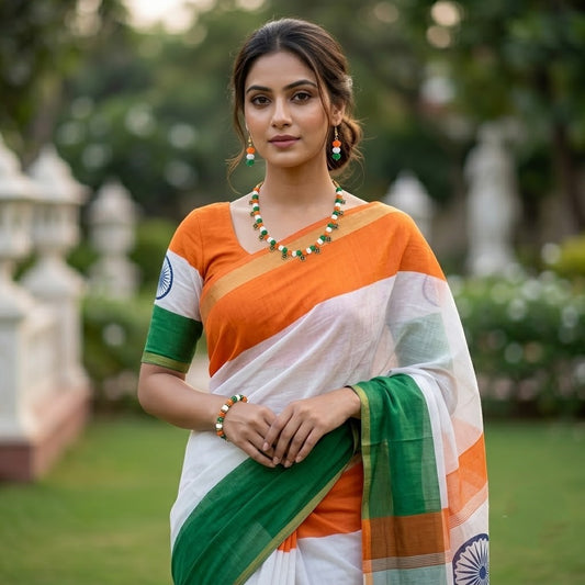 Forless Tri Color Necklace Set Bracelet Handmade For Independence Day/Republic Day