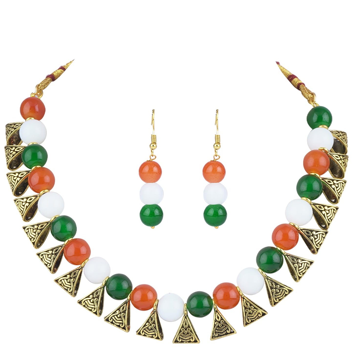 Fancy Tricolour Necklace & Bracelet Set – Independence Day Special