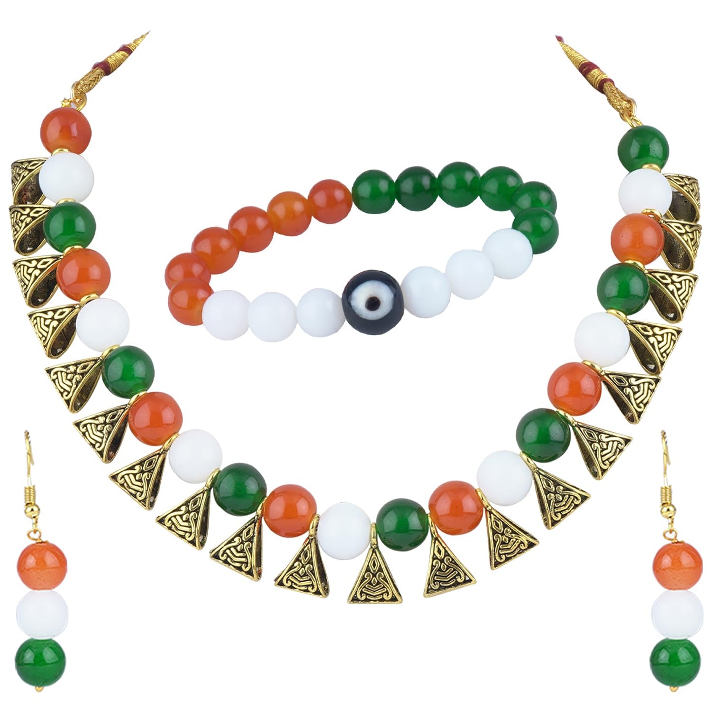 Fancy Tricolour Necklace & Bracelet Set – Independence Day Special