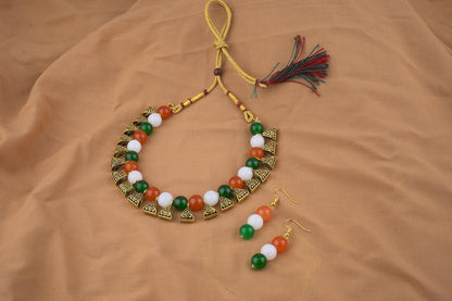 Fancy Tricolour Necklace & Bracelet Set – Independence Day Special