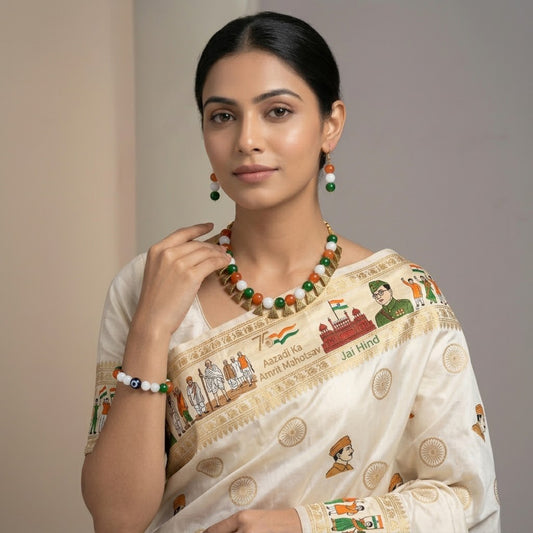 Fancy Tricolour Necklace & Bracelet Set – Independence Day Special