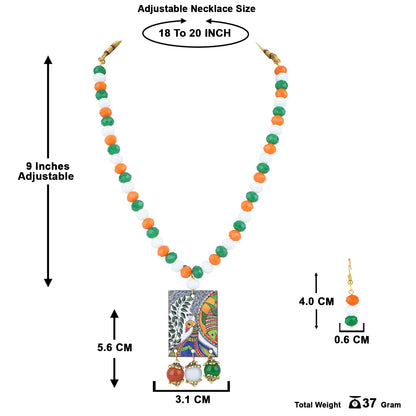 Tri-Colour Peacock Necklace & Bracelet Set – Independence Day Special