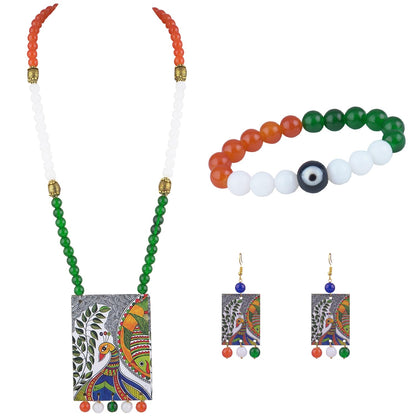 Tri-Colour Necklace & Bracelet Set – Independence Day Special Combo