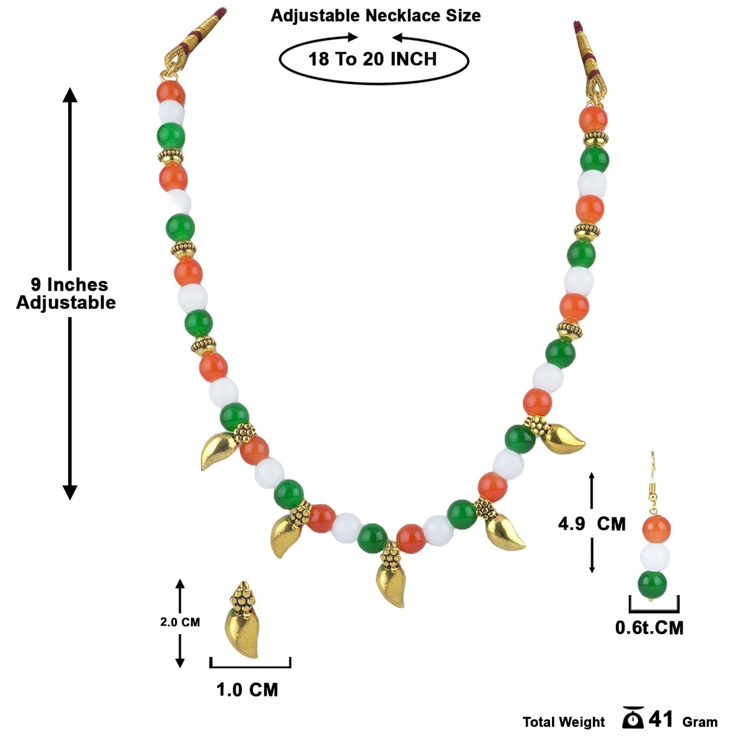 Tricolour Necklace & Bracelet Set – Independence Day Special Combo