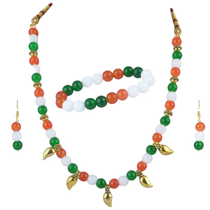 Tricolour Necklace & Bracelet Set – Independence Day Special Combo