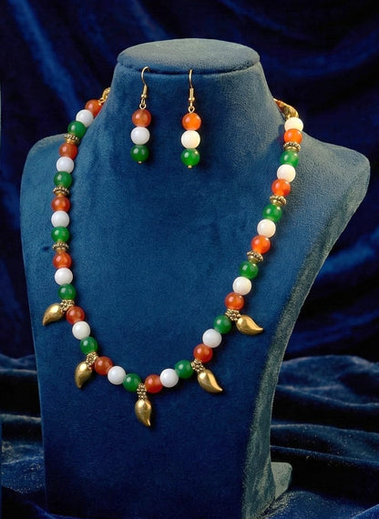 Tricolour Necklace & Bracelet Set – Independence Day Special Combo