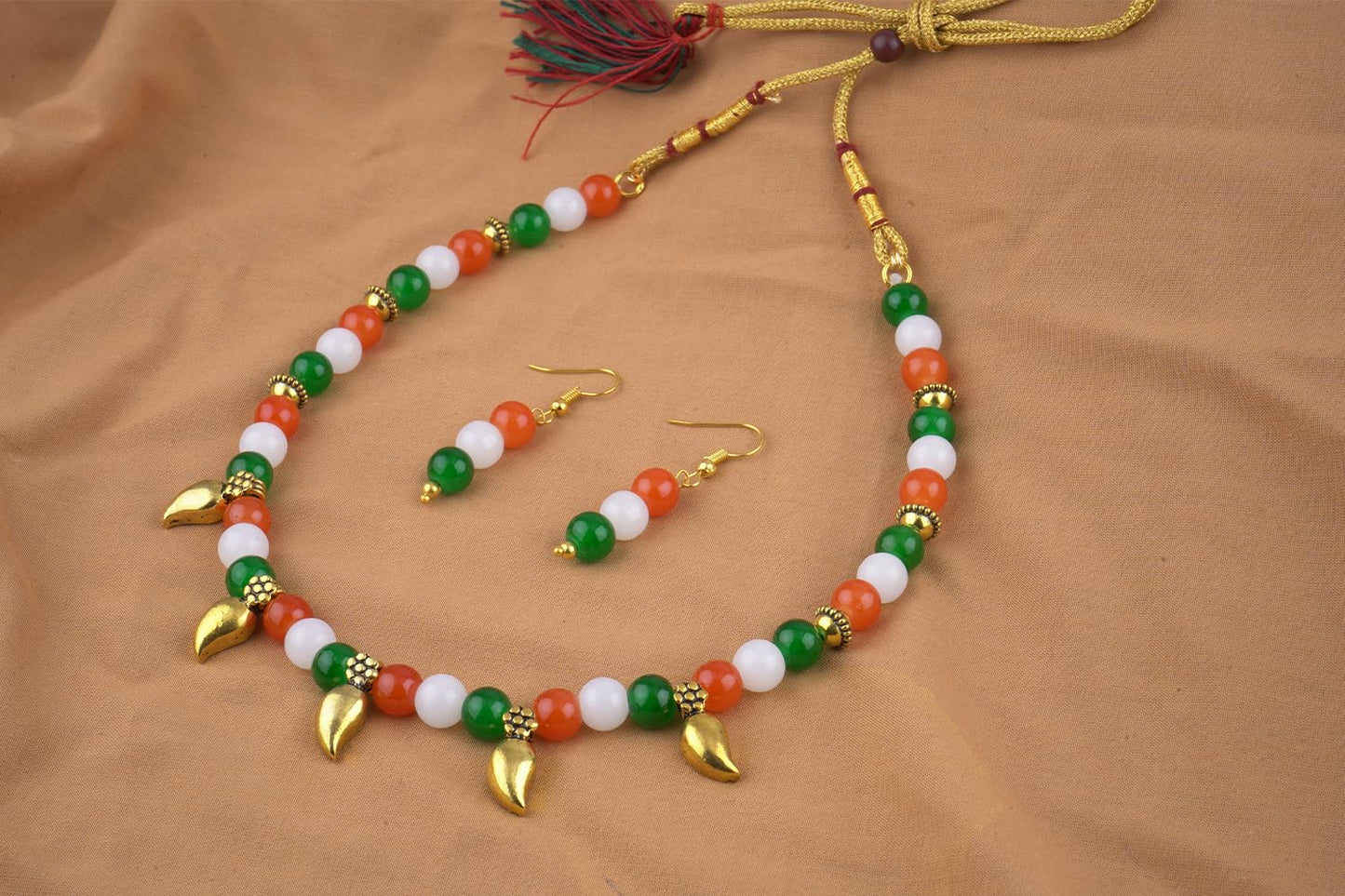 Tricolour Necklace & Bracelet Set – Independence Day Special Combo