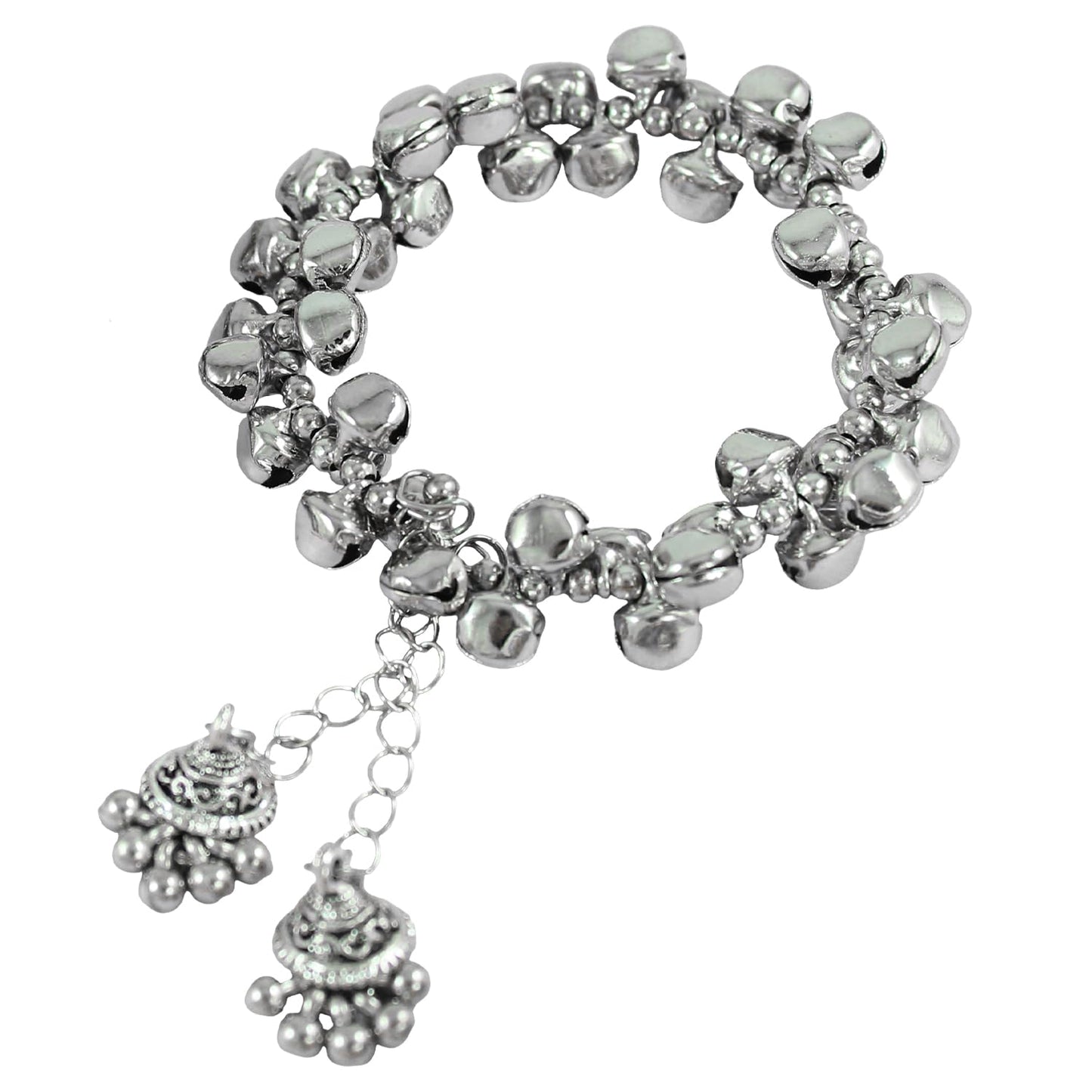 Navratri Oxidised Necklace Set – Jhumka Earrings & Ghungroo Bracelet Combo
