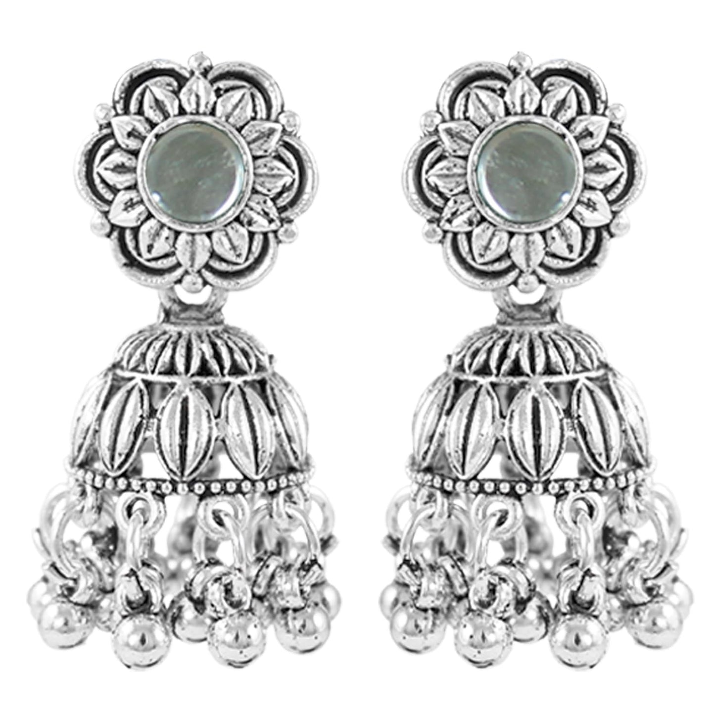 Navratri Oxidised Necklace Set – Jhumka Earrings & Ghungroo Bracelet Combo