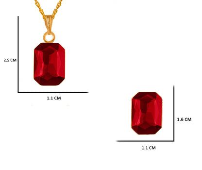 Crystal Pendant & Earring Set – Octagon & Oval Cut (Red & Green)