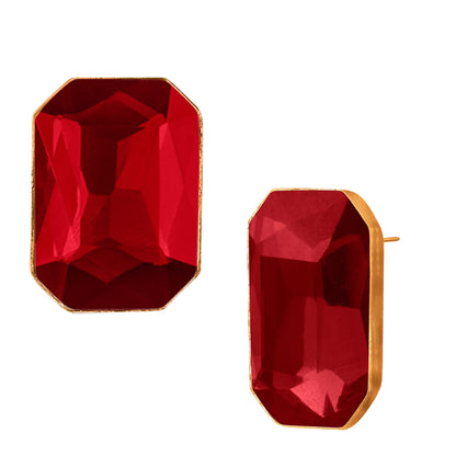 Crystal Pendant & Earring Set – Octagon & Oval Cut (Red & Green)