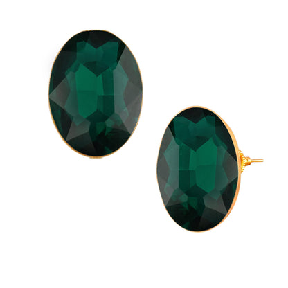 Crystal Pendant & Earring Set – Octagon & Oval Cut (Rani Pink & Green)