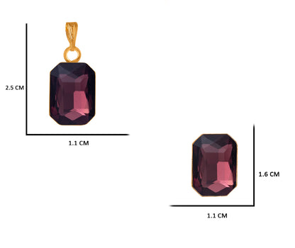 Crystal Pendant & Earring Set – Octagon & Oval Cut (Wine & Black)