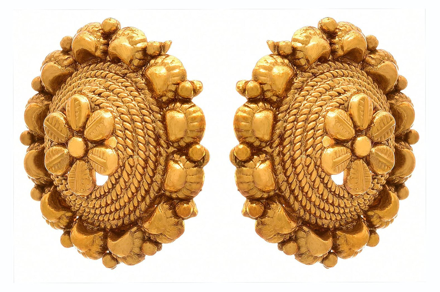 One Gram Gold Plated Round Floral Stud Earrings Fancy