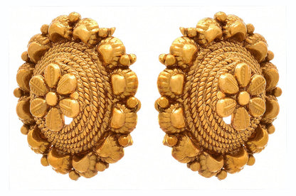 One Gram Gold Plated Round Floral Stud Earrings Fancy